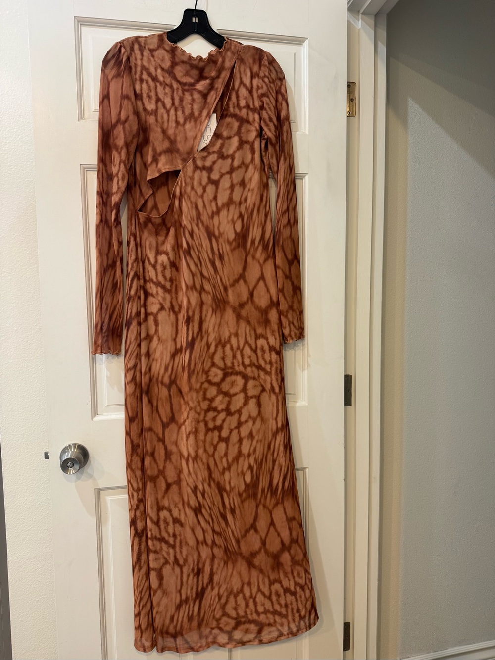 RESA Long Sleeve Tie-Dye Maxi Dress with Cut Outs